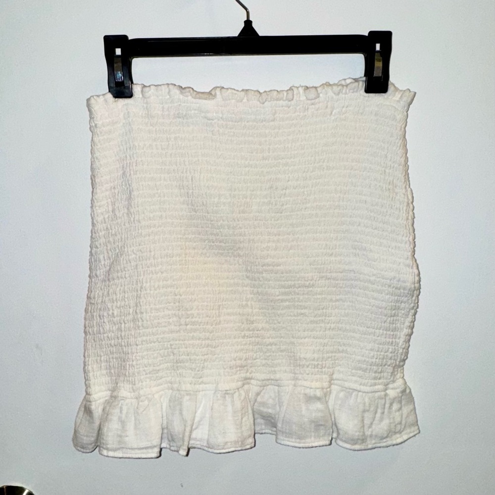 Abercrombie & Fitch Cream White Smocked Ruffle Peplum Mini Skirt